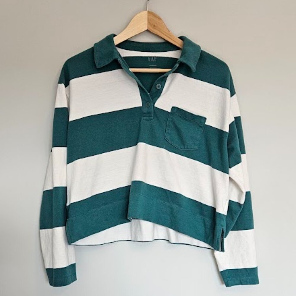 Striped Green and White Women's Top